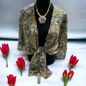 Black Head Shelby crop tie Kimono size M